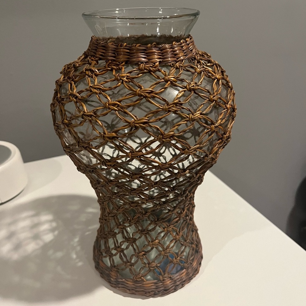 Woven Brown Glass Vase